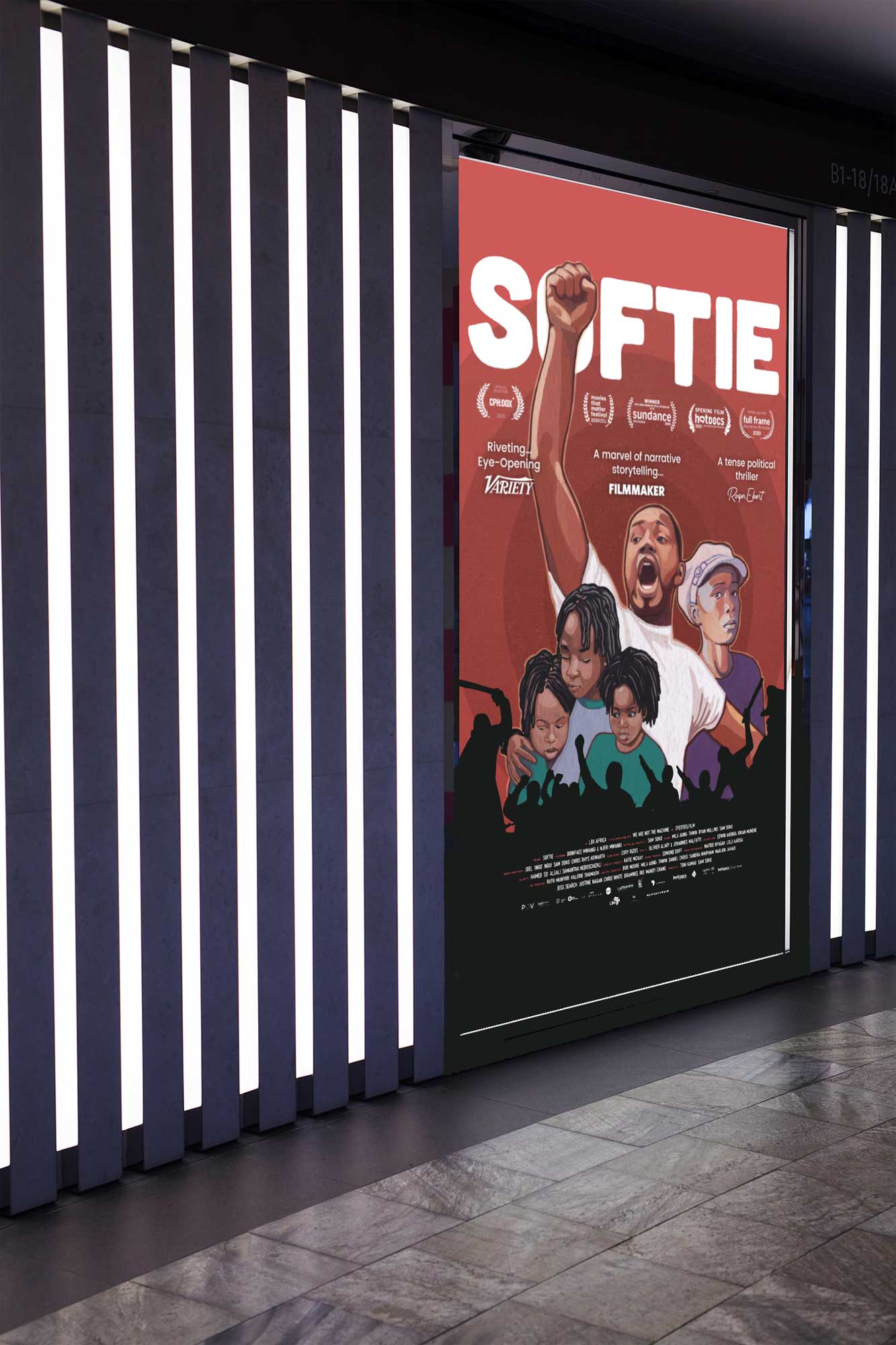 SOFTIE Movie Advertising Design giant backlit poster