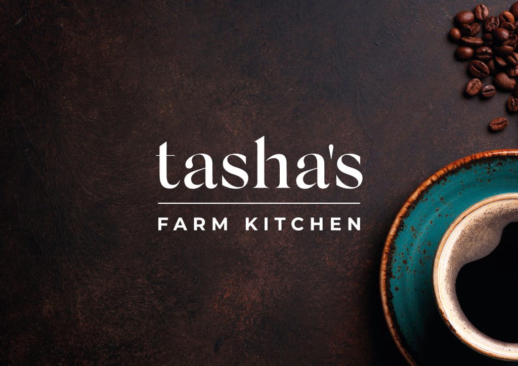 Tasha's Farm Kitchen Logo Design logo with cup