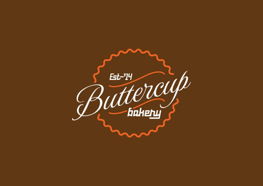 Buttercup bakery logo design brown bg 