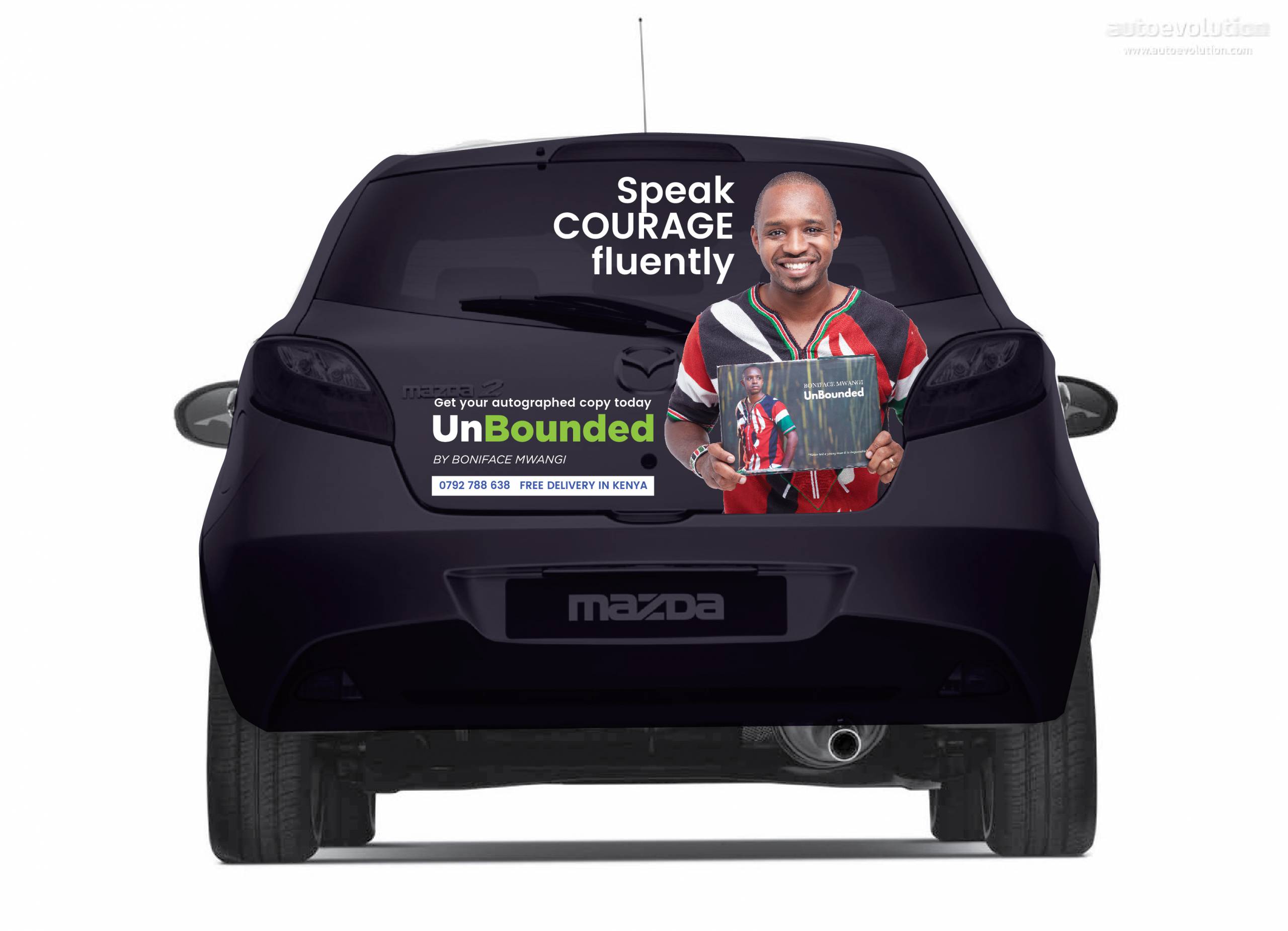 Vehicle Branding Mazda Demio UnBounded Book back