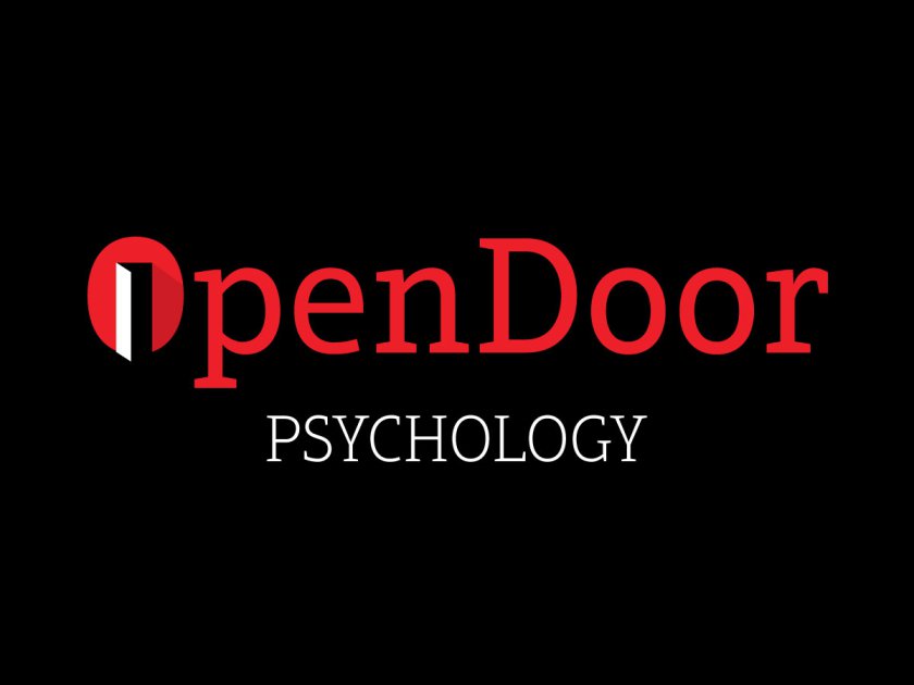 Open Door Psychology logo design on black